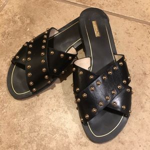 Black Leather studded sandals